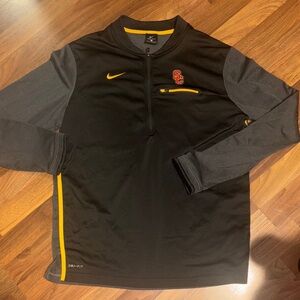Nike Black and Yellow Dri Fit USC Zip Pullover Shirt